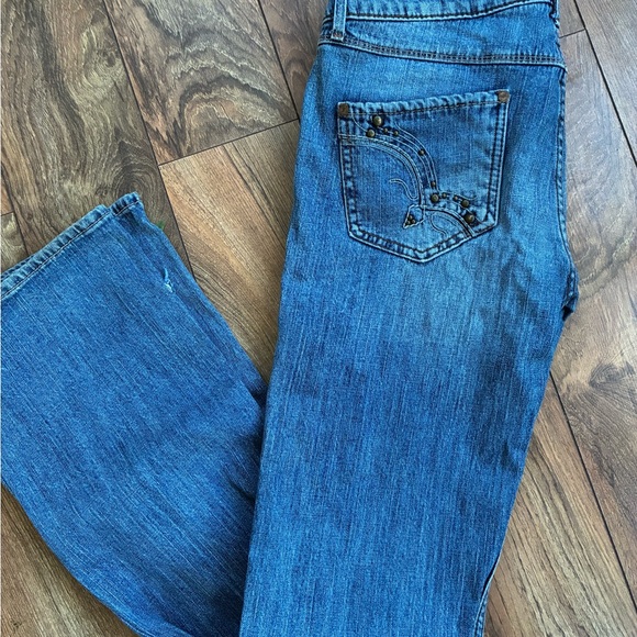 Women's Blue Boot Cut Jeans - Picture 3 of 5